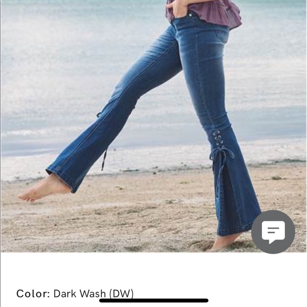 Venus Lace Up Flare Jeans
